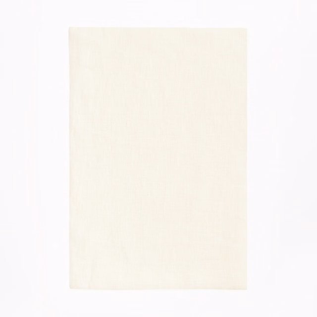 Pale ivory sheer swatch with a fine vertical linen-like weave and soft translucency
