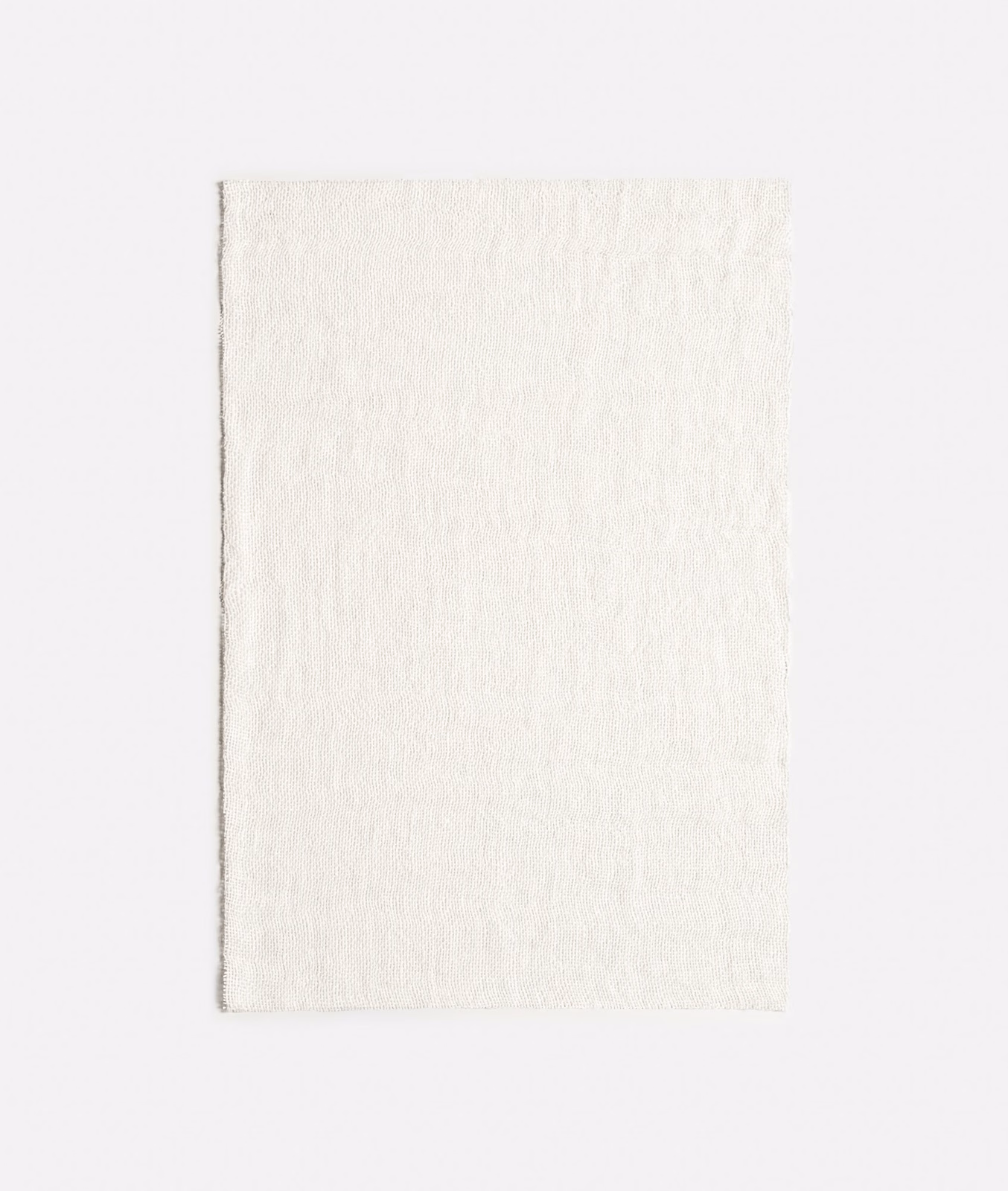 Ivory sheer swatch with a softly raised, fine vertical irregular texture