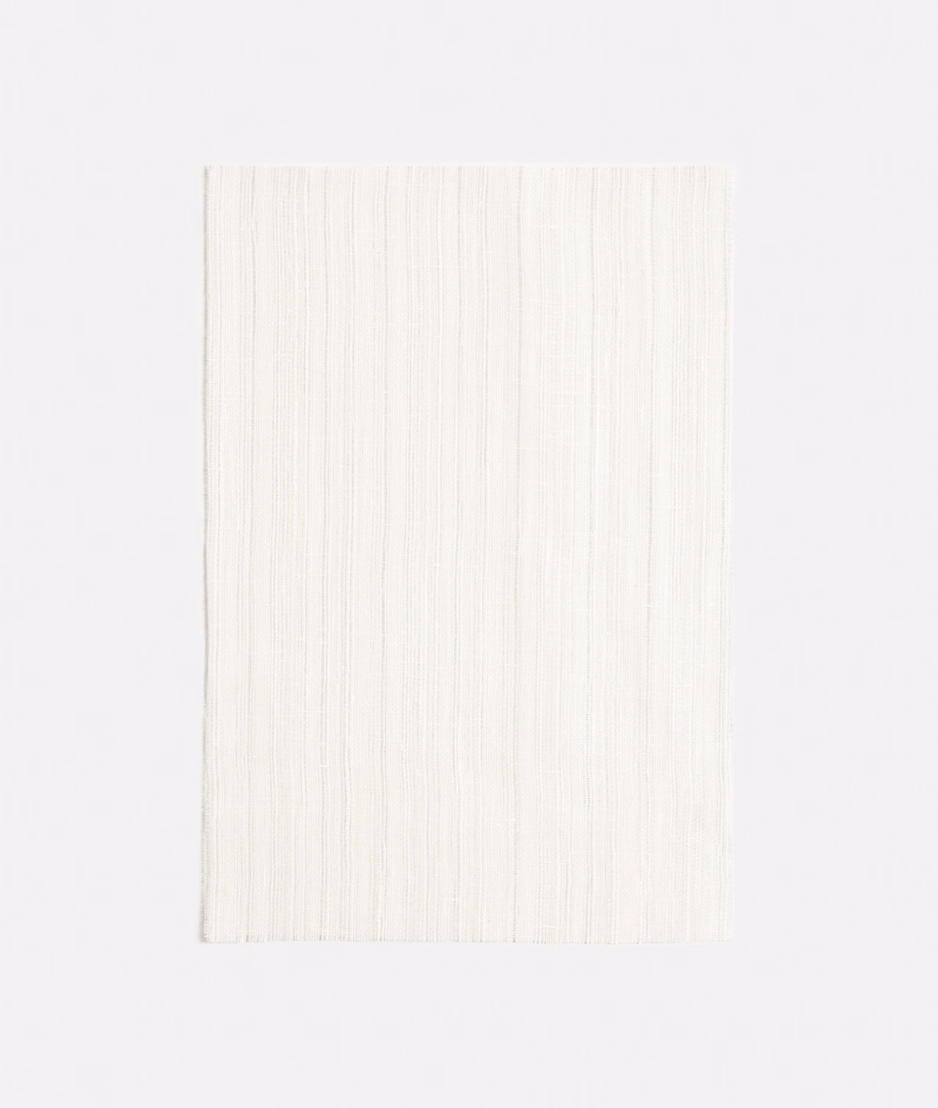 Ivory sheer fabric swatch with fine irregular vertical slub lines
