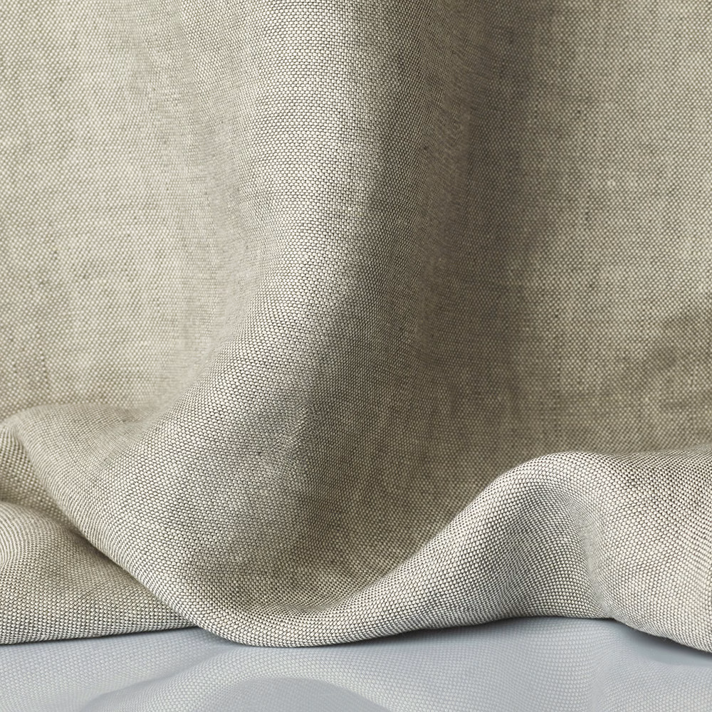 Pale greige-grey sheer weave gathered into soft, shadowed folds