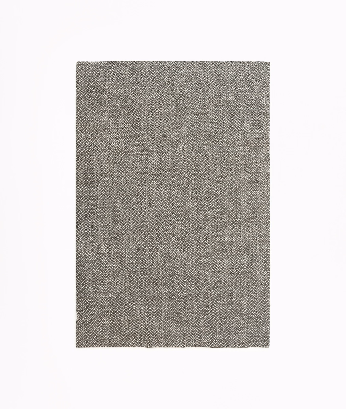 Charcoal-grey sheer fabric swatch with fine vertical woven texture