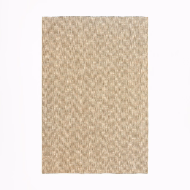 Warm flax beige swatch with fine vertical slubs and a lightly open weave
