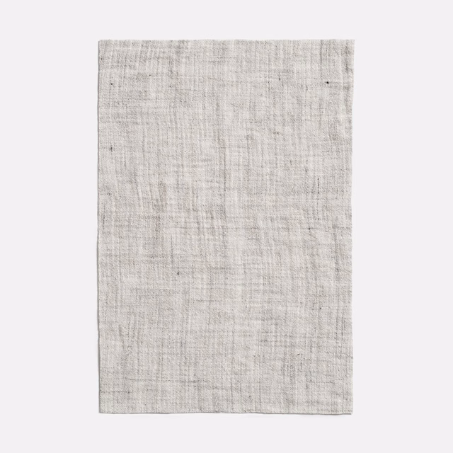 Pale ash-grey sheer fabric with fine irregular crosshatched linen-look weave
