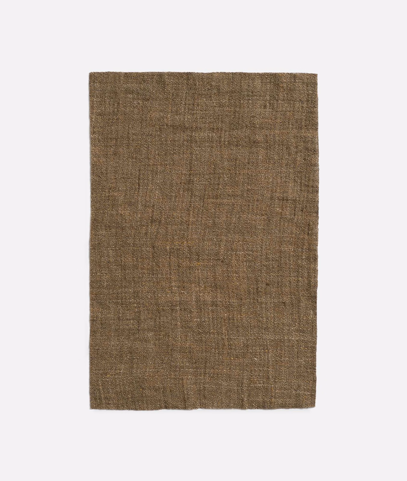 Muted military olive-brown fabric with irregular vertical slubs and plain weave