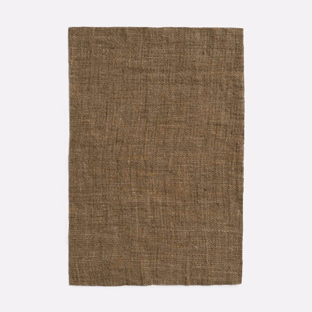 Muted military olive-brown fabric with irregular vertical slubs and plain weave