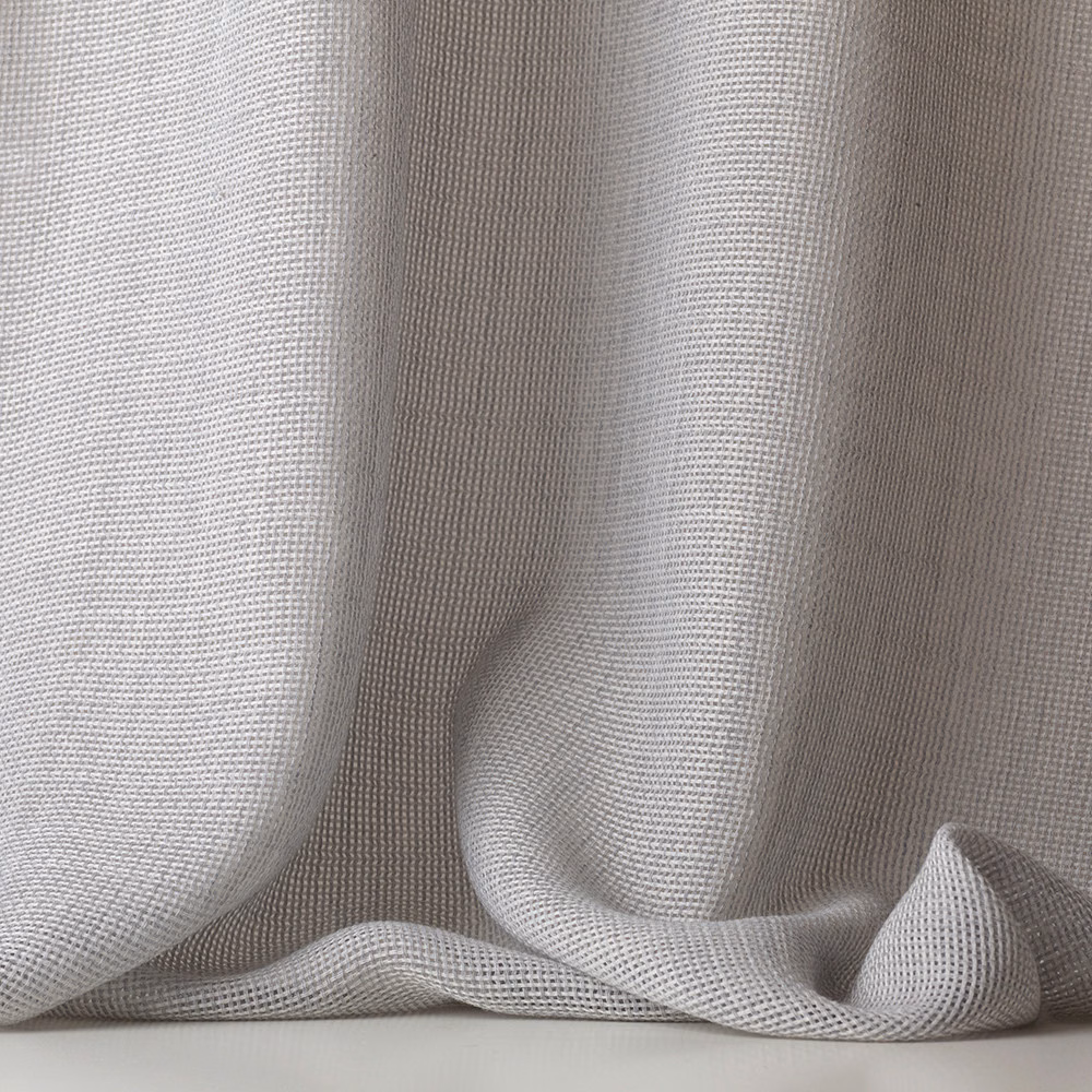Pale pearl-grey sheer weave gathered into soft vertical folds