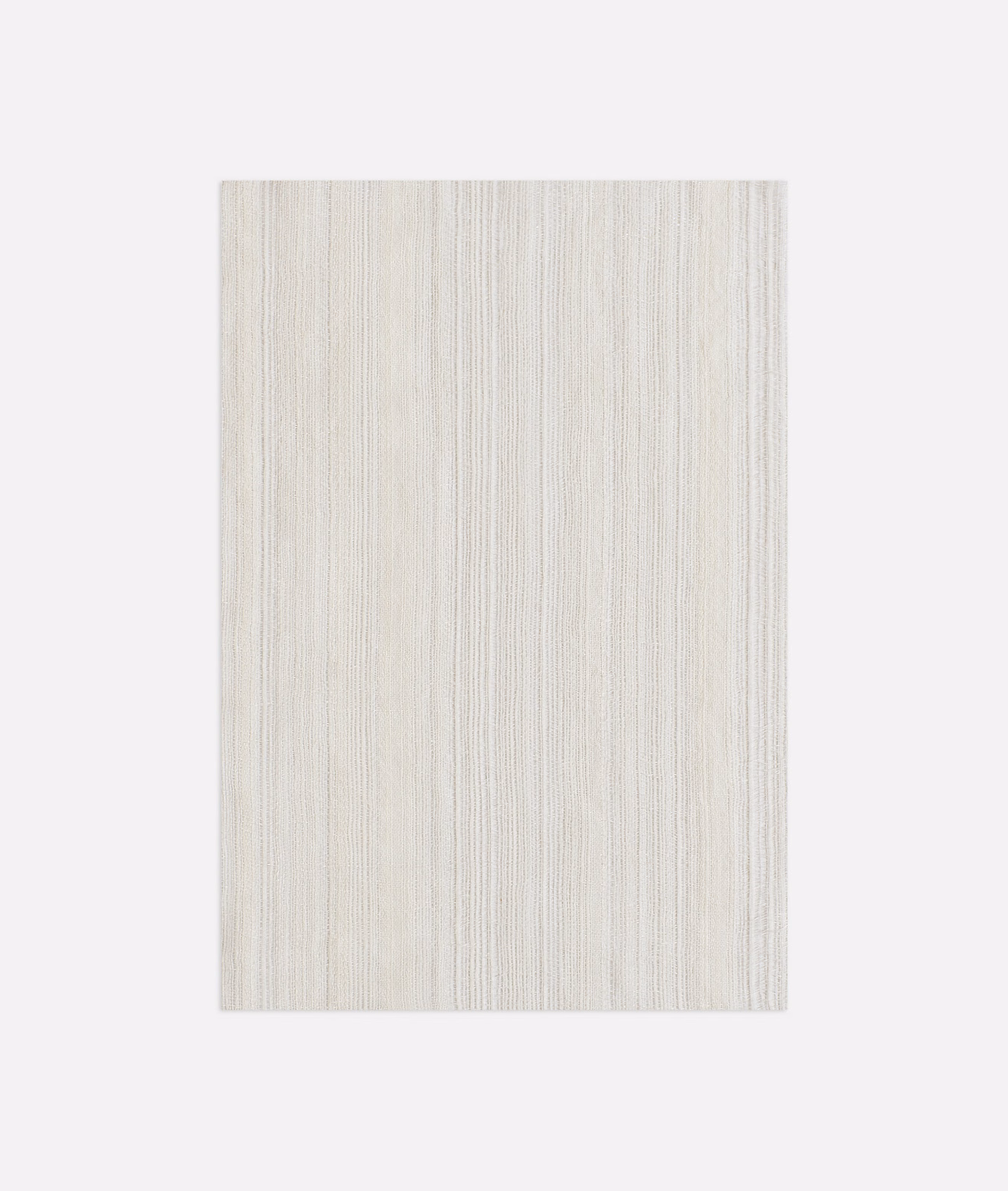 Pale ivory sheer textile with delicate irregular vertical striations and softly varied surface