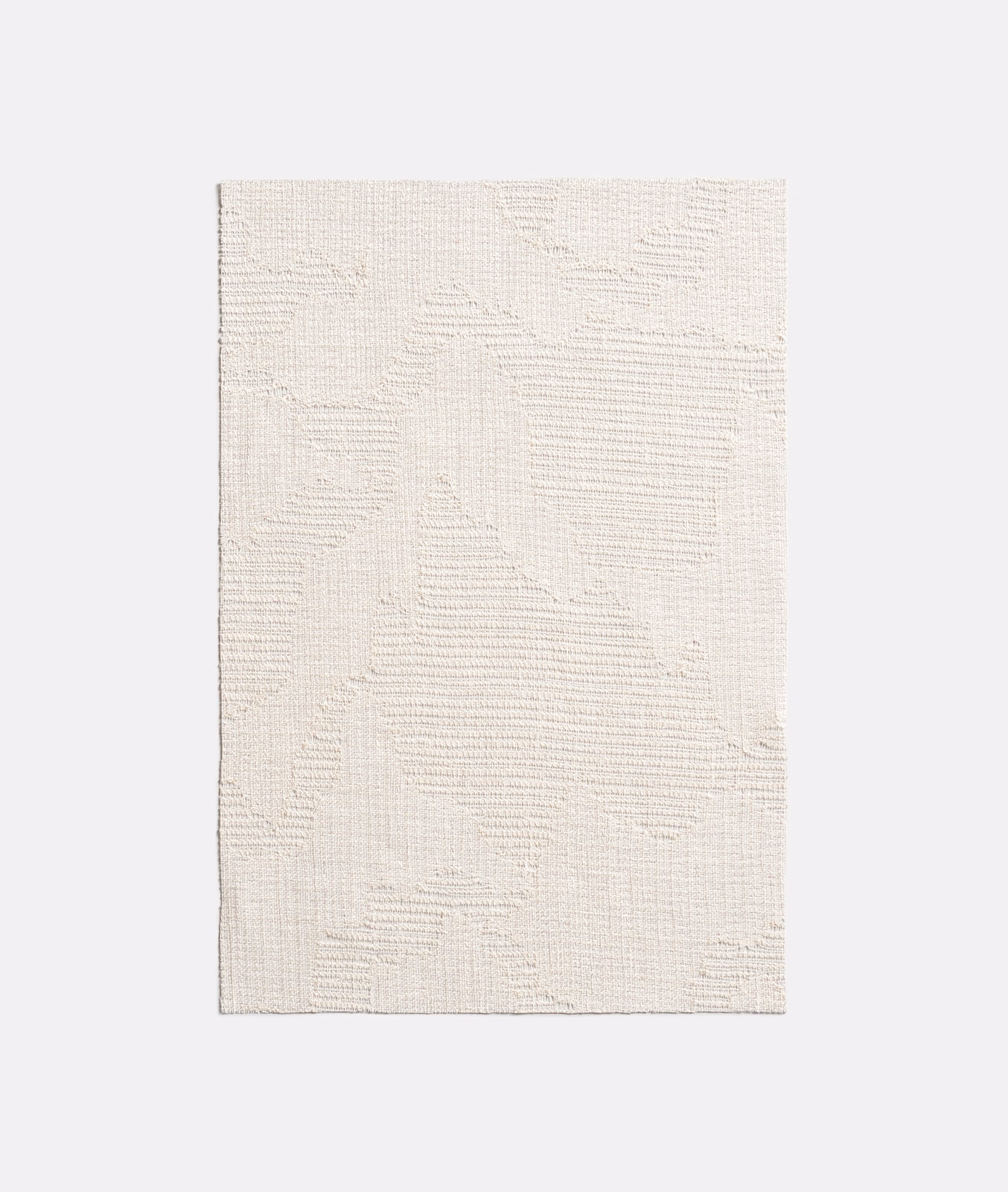 Ivory sheer swatch with subtle rippled weave and irregular tonal texture