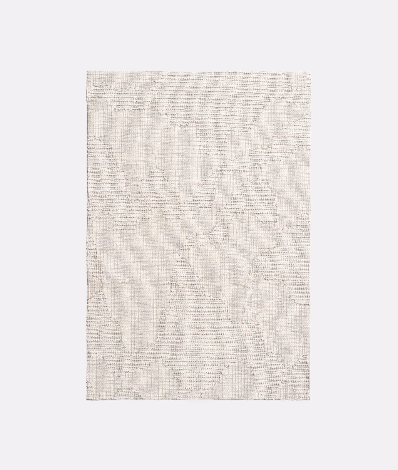Pale ivory sheer with fine gridded weave and faint abstract contours