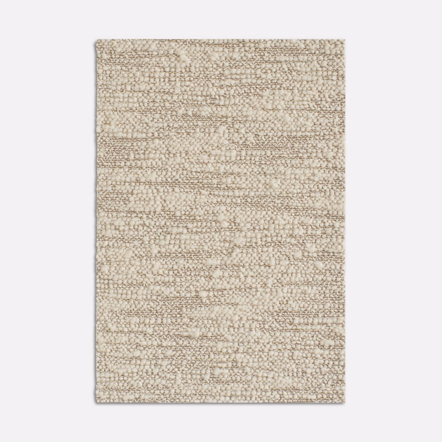 Warm beige nubby upholstery weave with subtle horizontal bands and taupe flecks