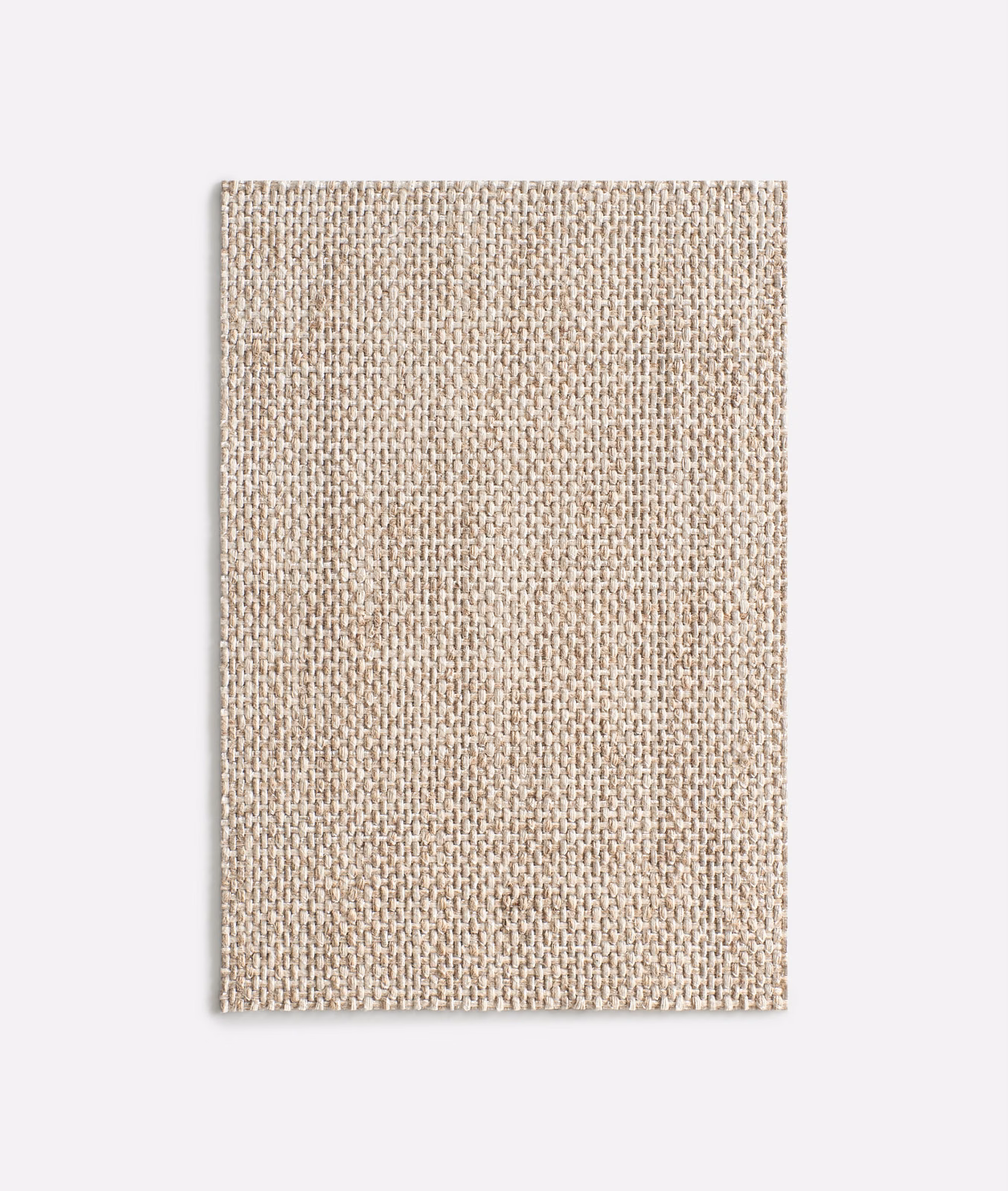 Warm linen-beige upholstery swatch with taupe flecks and chunky woven texture