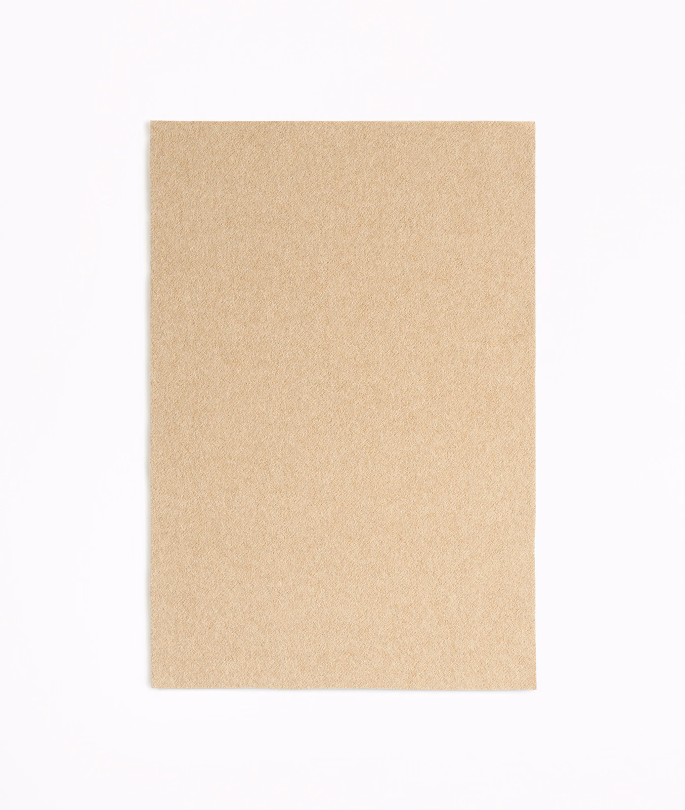 Warm camel-beige plain fabric swatch with a softly brushed, subtly textured surface