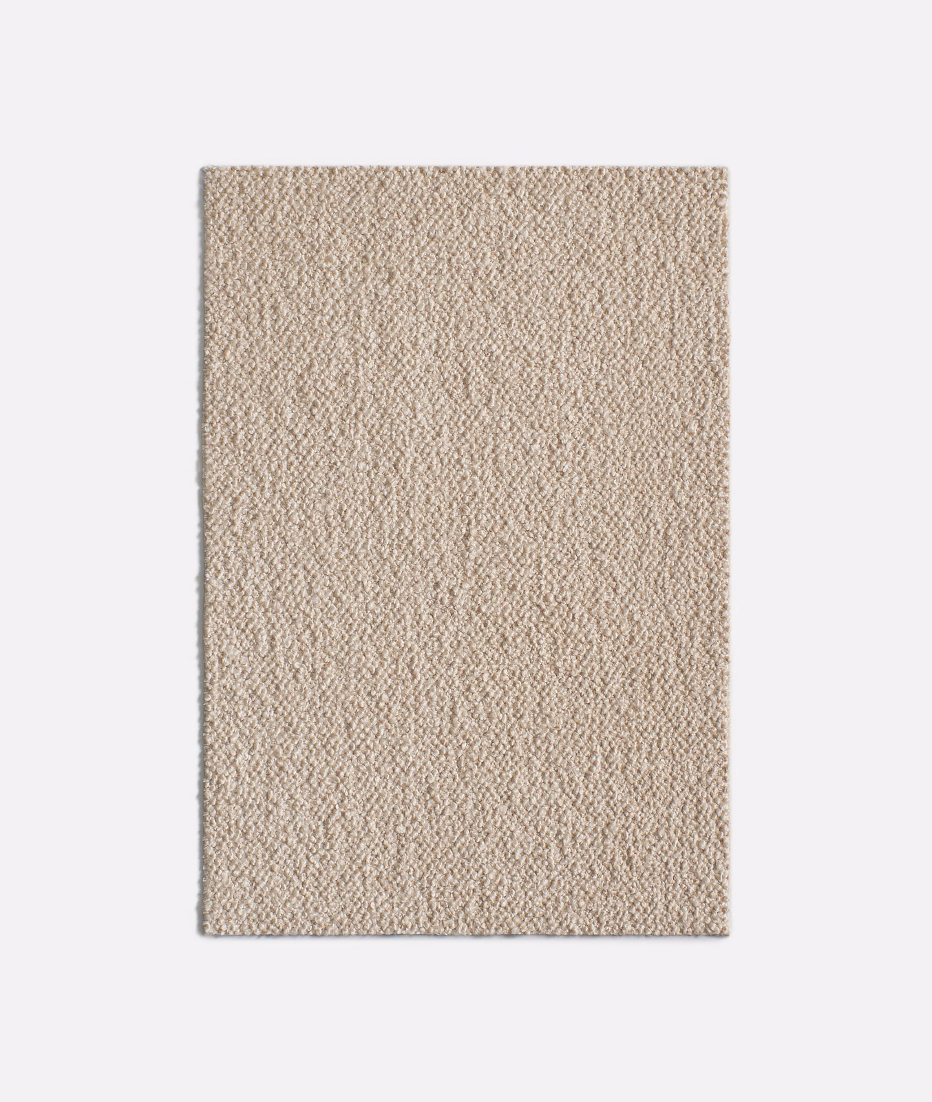 Pale stone-beige fabric swatch with dense, irregular nubby woven texture
