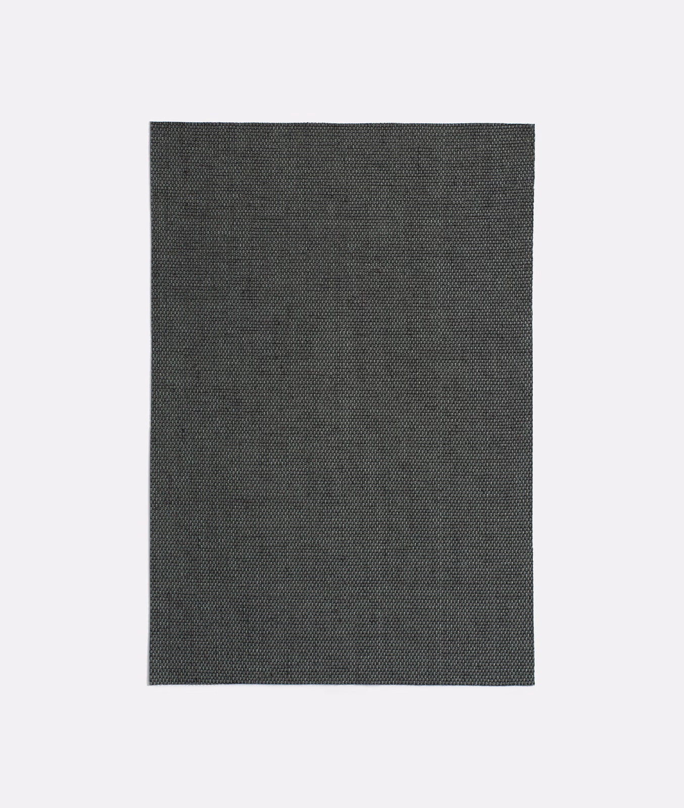 Dark nori-green upholstery swatch with fine charcoal crosshatch weave and matte texture