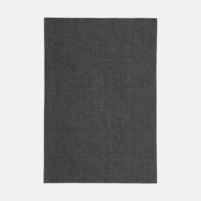 Dark nori-green upholstery swatch with fine charcoal crosshatch weave and matte texture