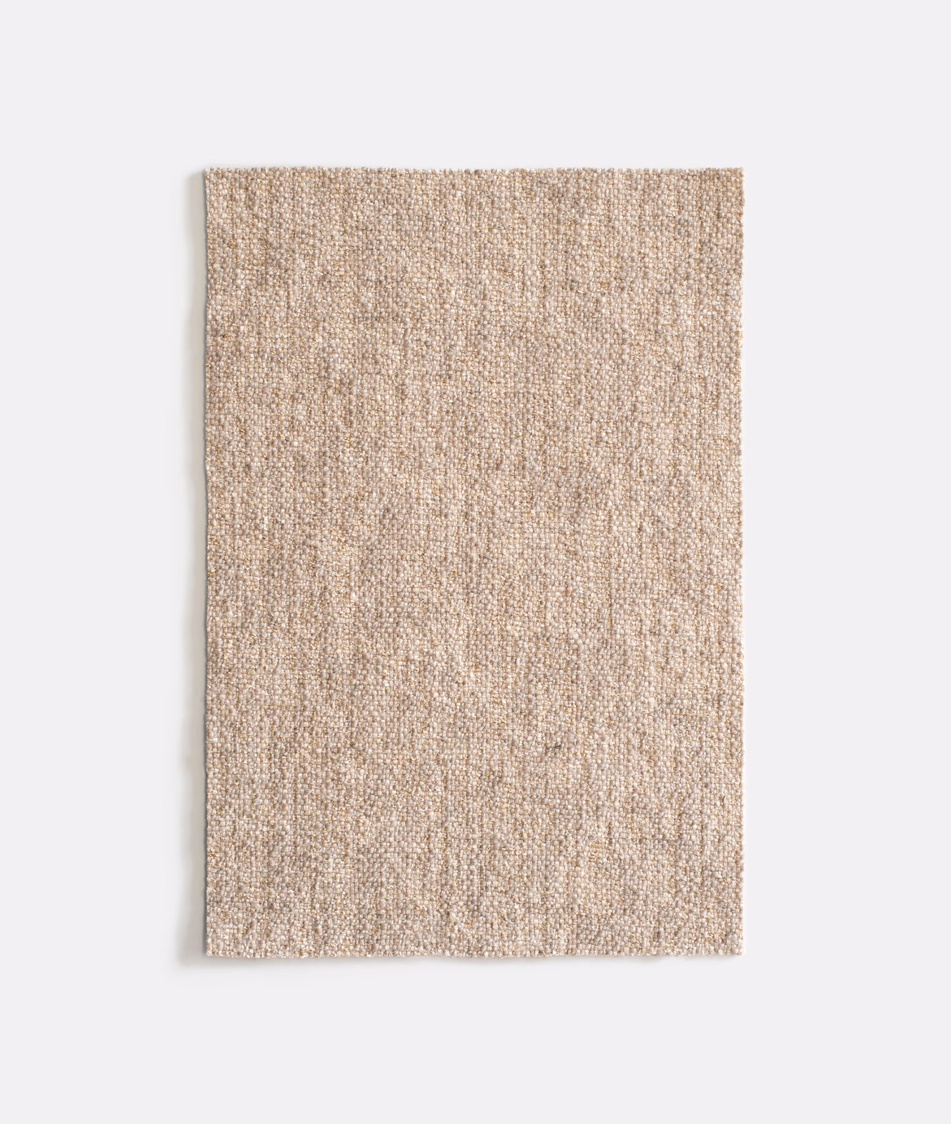 Pale greige woven upholstery swatch with fine flecks and subtle vertical texture