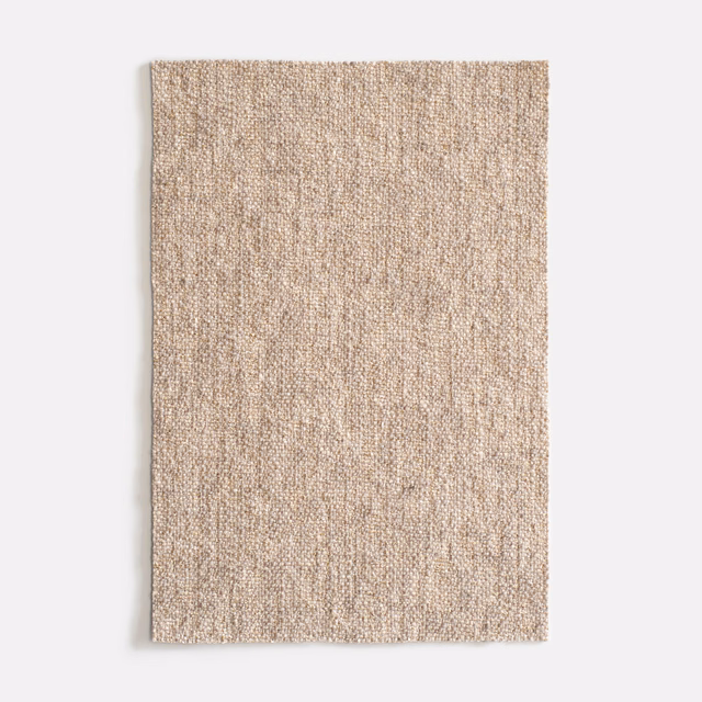 Pale greige woven upholstery swatch with fine flecks and subtle vertical texture