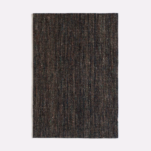 Dark brown and charcoal woven upholstery swatch with fine vertical striations
