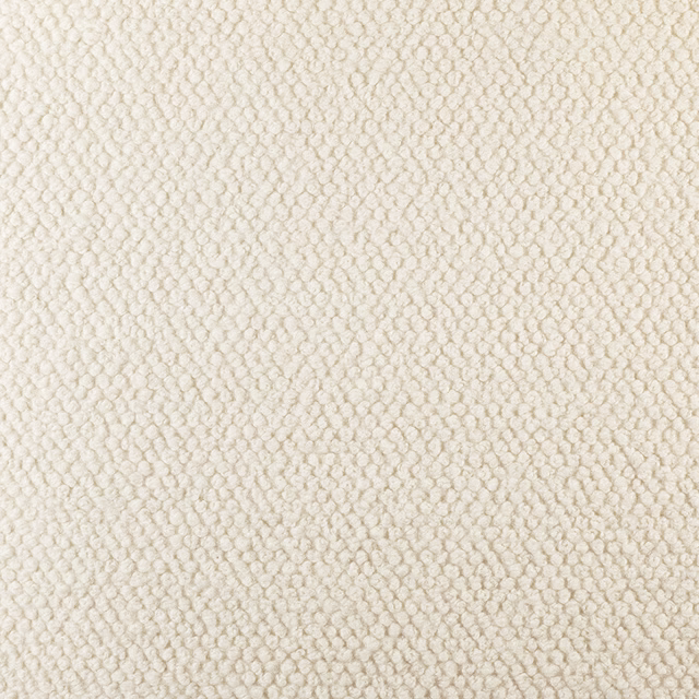 Warm ivory fabric with a dense, irregular small-scale looped weave
