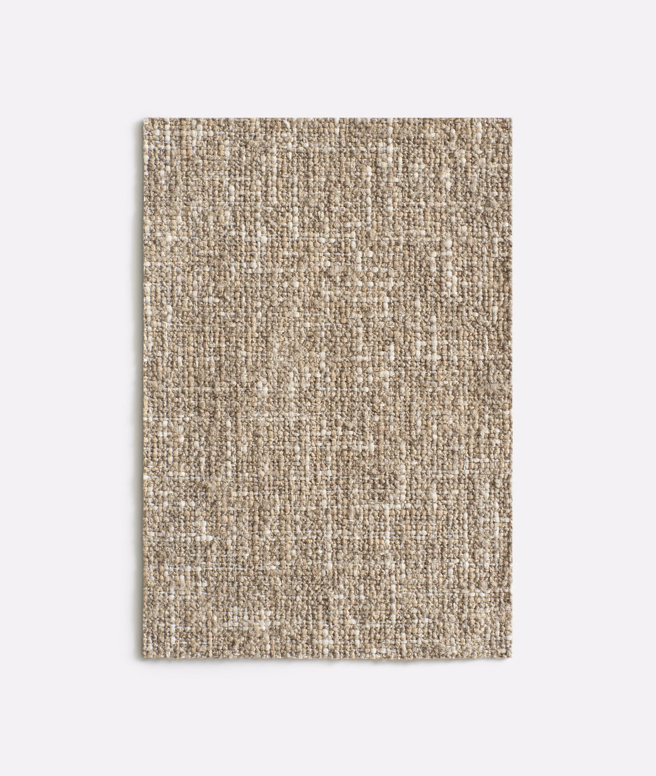 Warm sandy taupe swatch with irregular flecks and a nubby vertical weave
