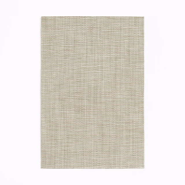 Warm ivory-beige fabric swatch with fine horizontal ribs and subtle taupe flecking