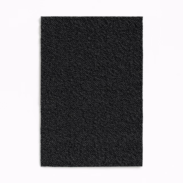 Deep charcoal fabric swatch with dense, fine nubby texture and subtle diagonal grain