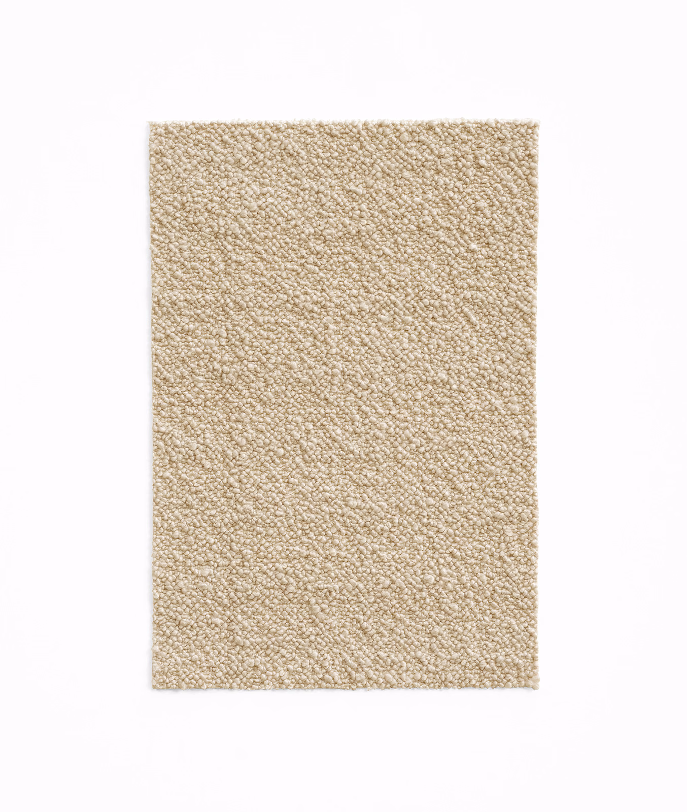 Warm oatmeal-beige swatch showing a dense, softly looped nubby weave