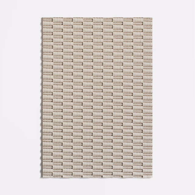 Ivory woven upholstery fabric with a softly ridged rectangular basketweave pattern