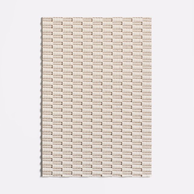 Warm ivory woven swatch with raised horizontal bars forming a compact checked grid