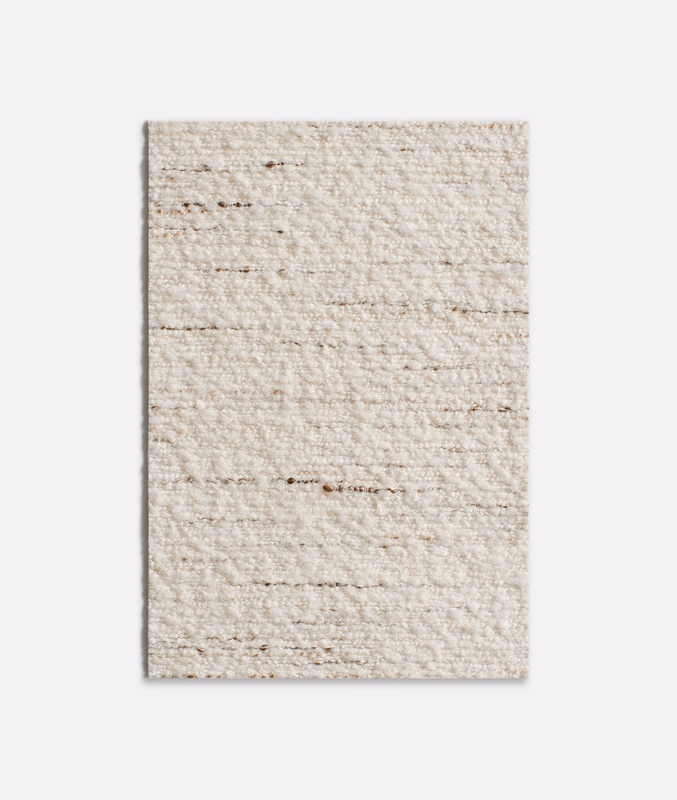 Warm ivory nubby weave with broken horizontal taupe flecks and tactile texture