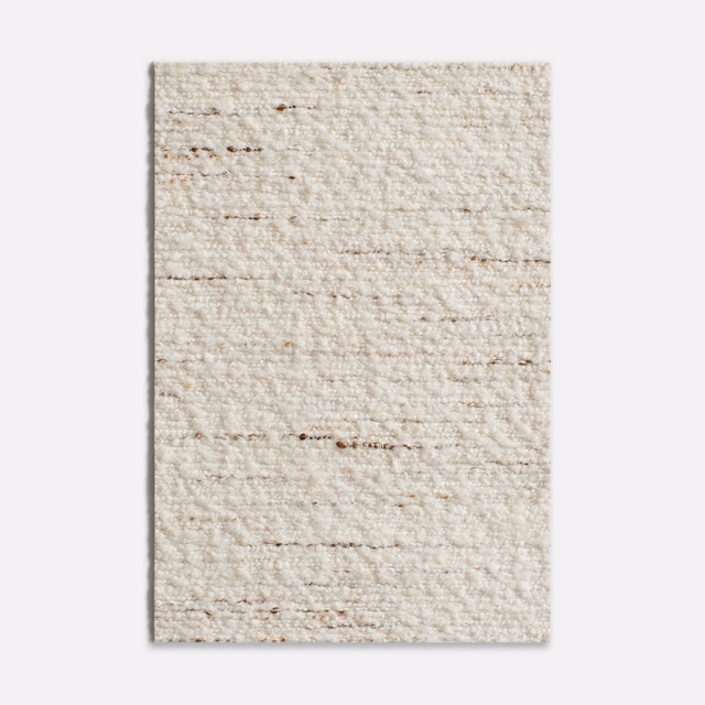 Warm ivory nubby weave with broken horizontal taupe flecks and tactile texture