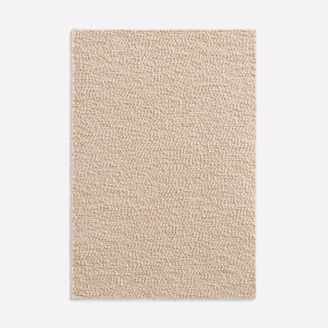 Warm oat-beige fabric swatch with fine horizontal looped texture