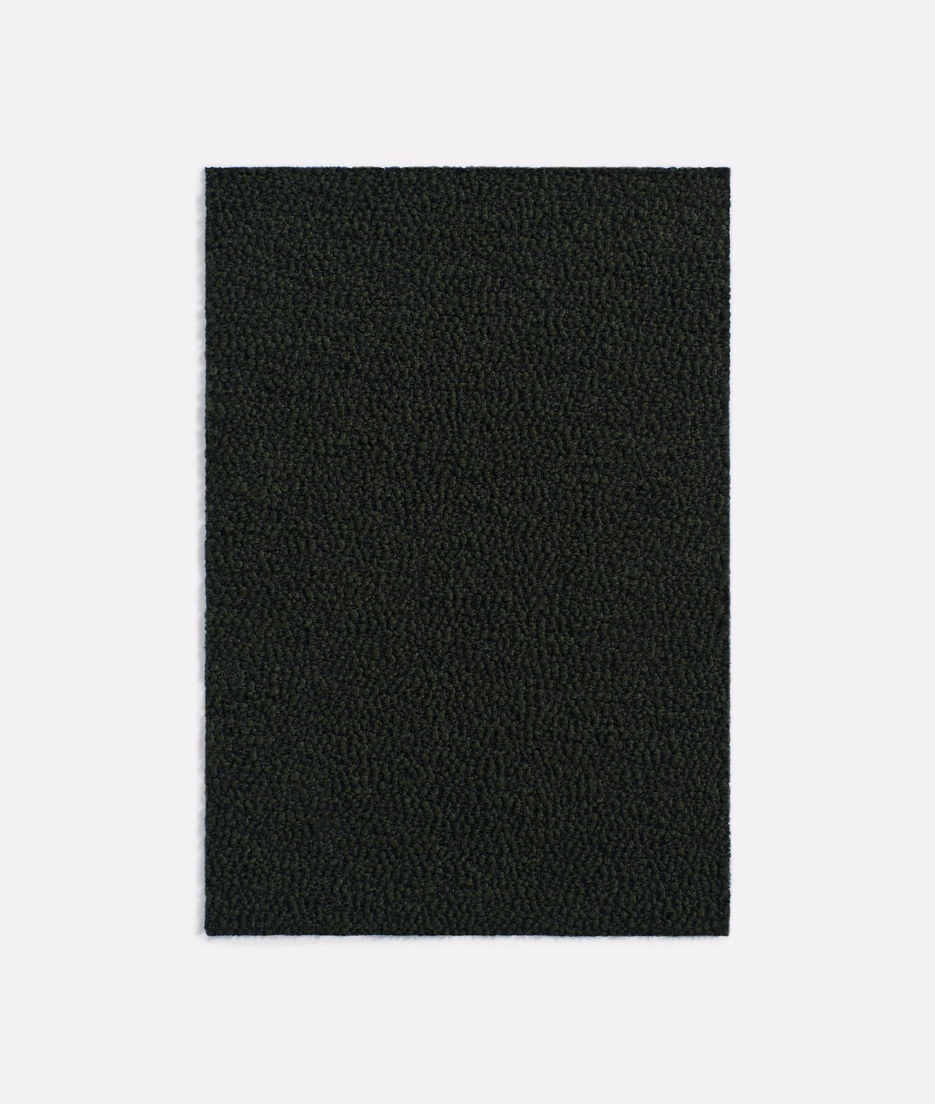 Near-black moss-green fabric with a dense, softly irregular looped texture.