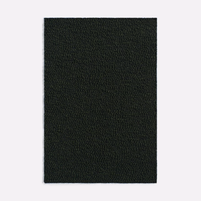 Near-black moss-green fabric with a dense, softly irregular looped texture.