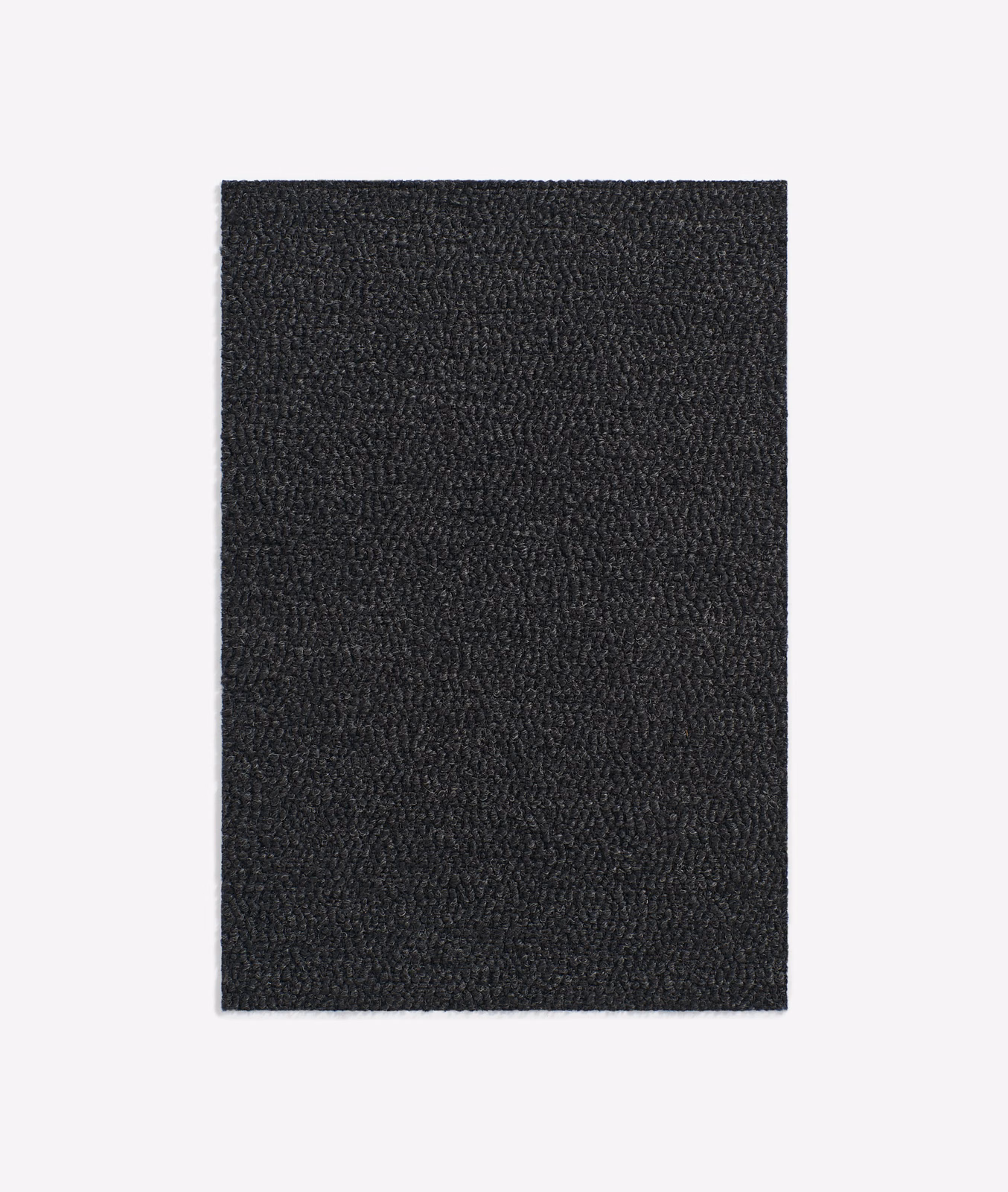 Near-black charcoal upholstery swatch with a dense, finely looped pebbled weave