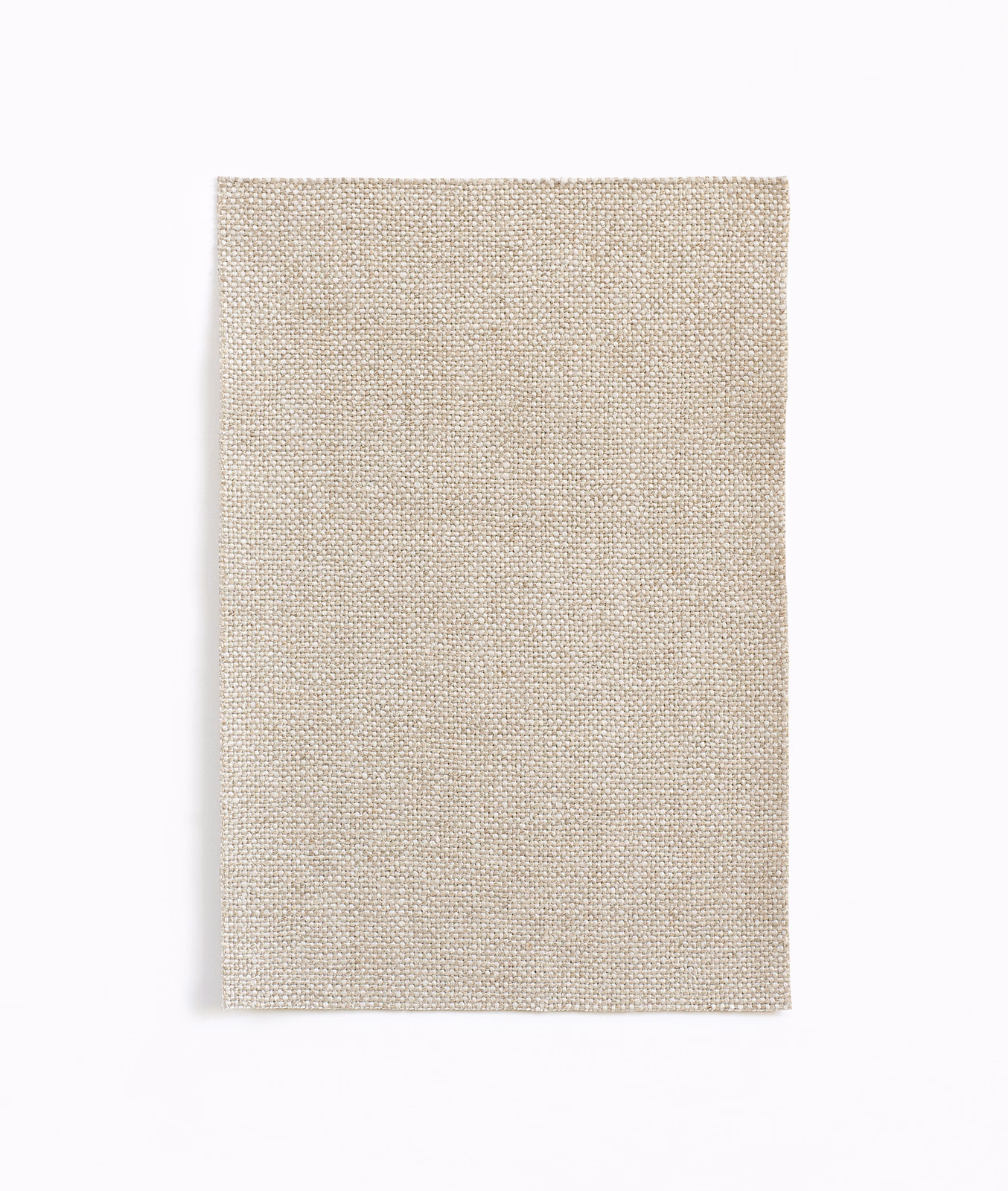 Warm beige Madeira Lino swatch showing a fine, softly flecked plain weave