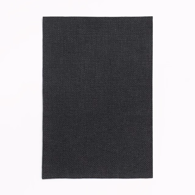 Deep charcoal-black fabric swatch showing a fine, even woven texture