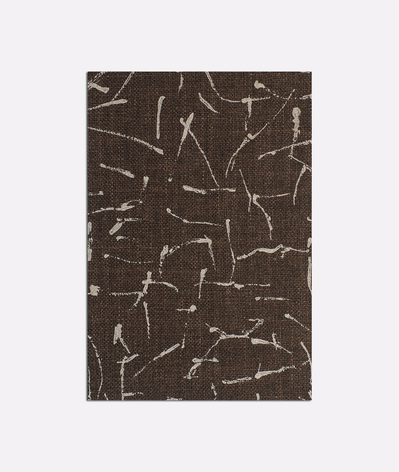 Deep espresso-brown woven swatch with scattered pale, chalk-like linear marks