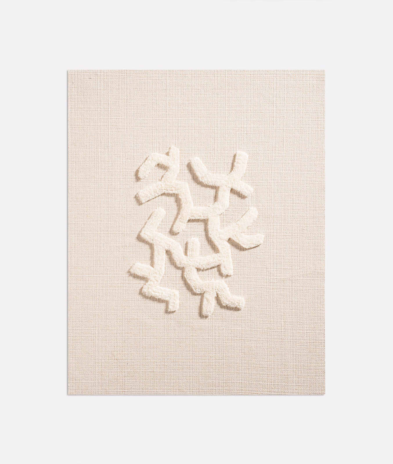 Pale linen-beige weave with raised ivory branching coral motif