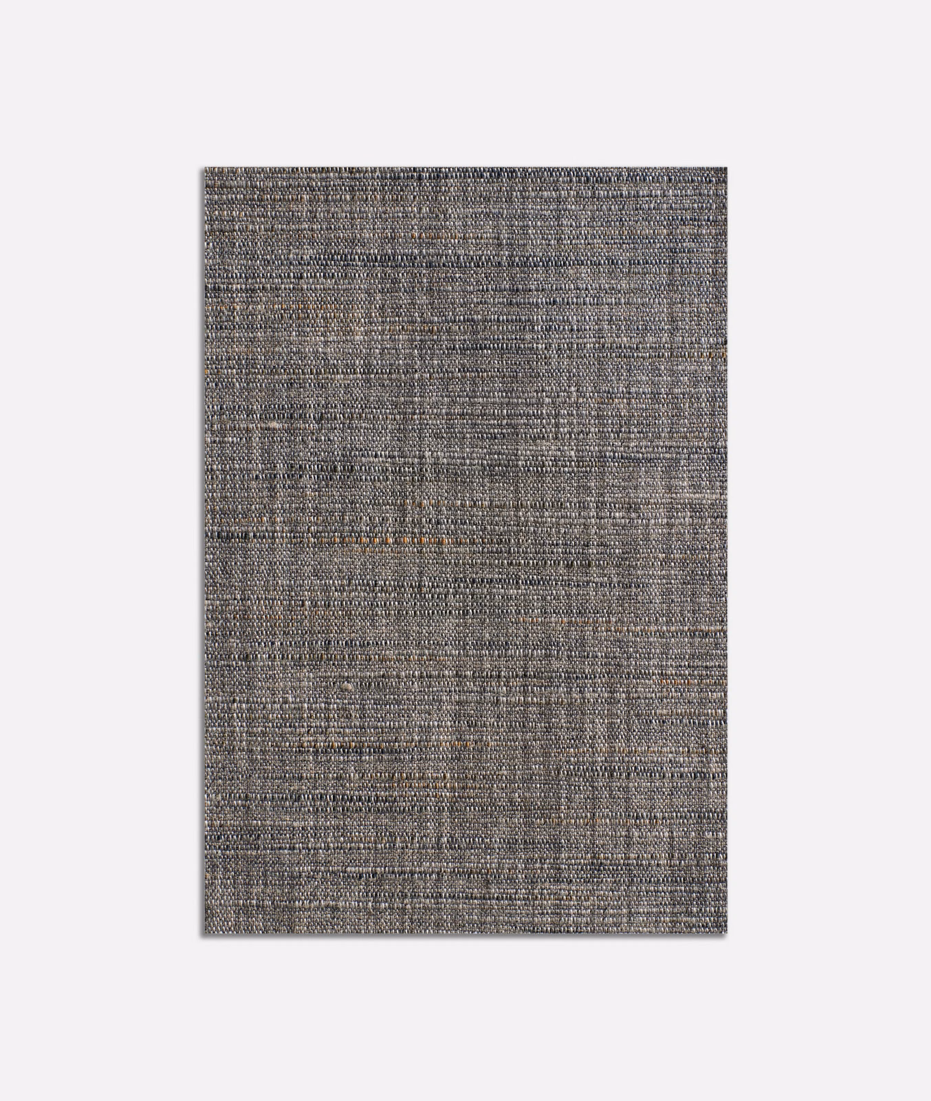 Cool slate-grey woven swatch with fine crosshatched texture and tonal flecks
