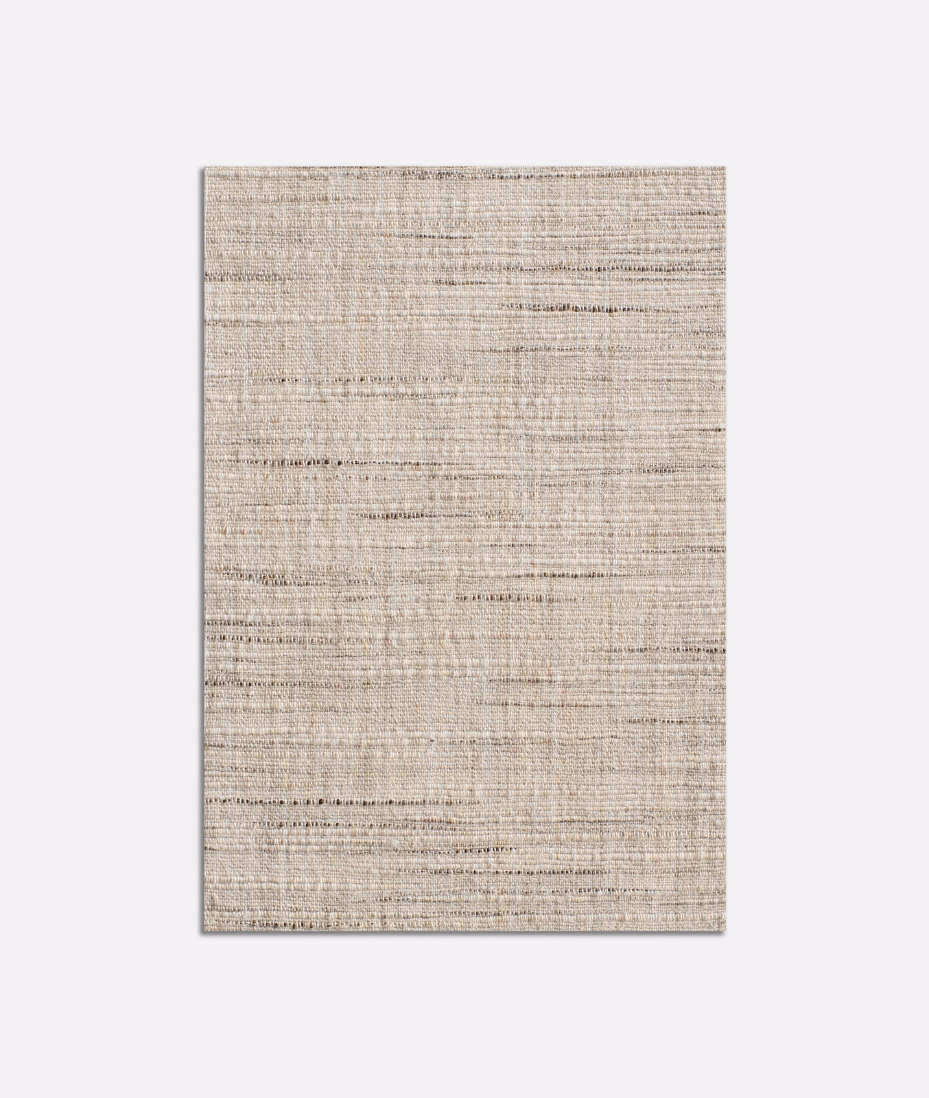 Warm ivory woven swatch with fine horizontal striations and scattered taupe flecks