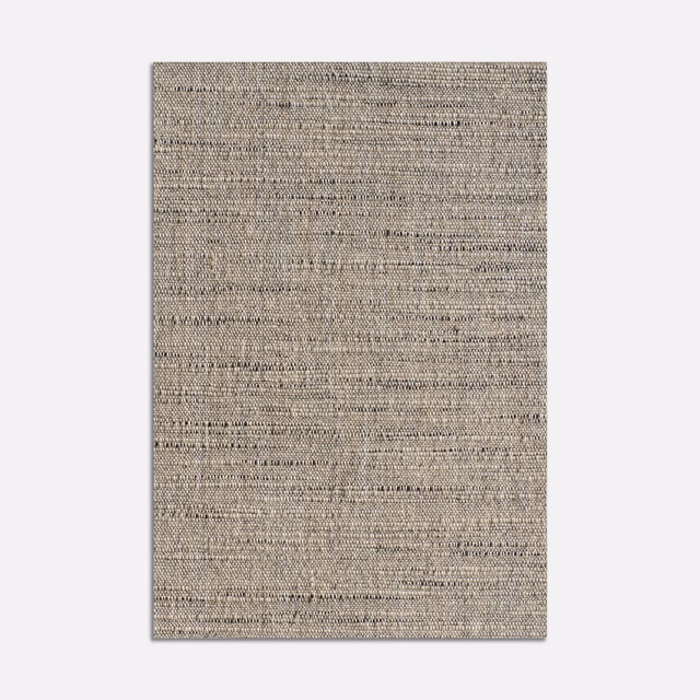 Warm taupe-grey upholstery swatch with fine irregular horizontal woven texture
