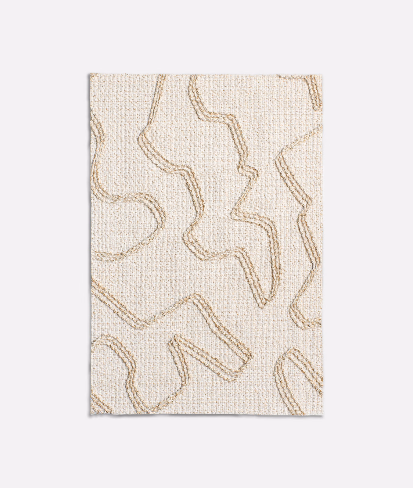 Warm ivory nubby weave with irregular taupe contour lines across the swatch