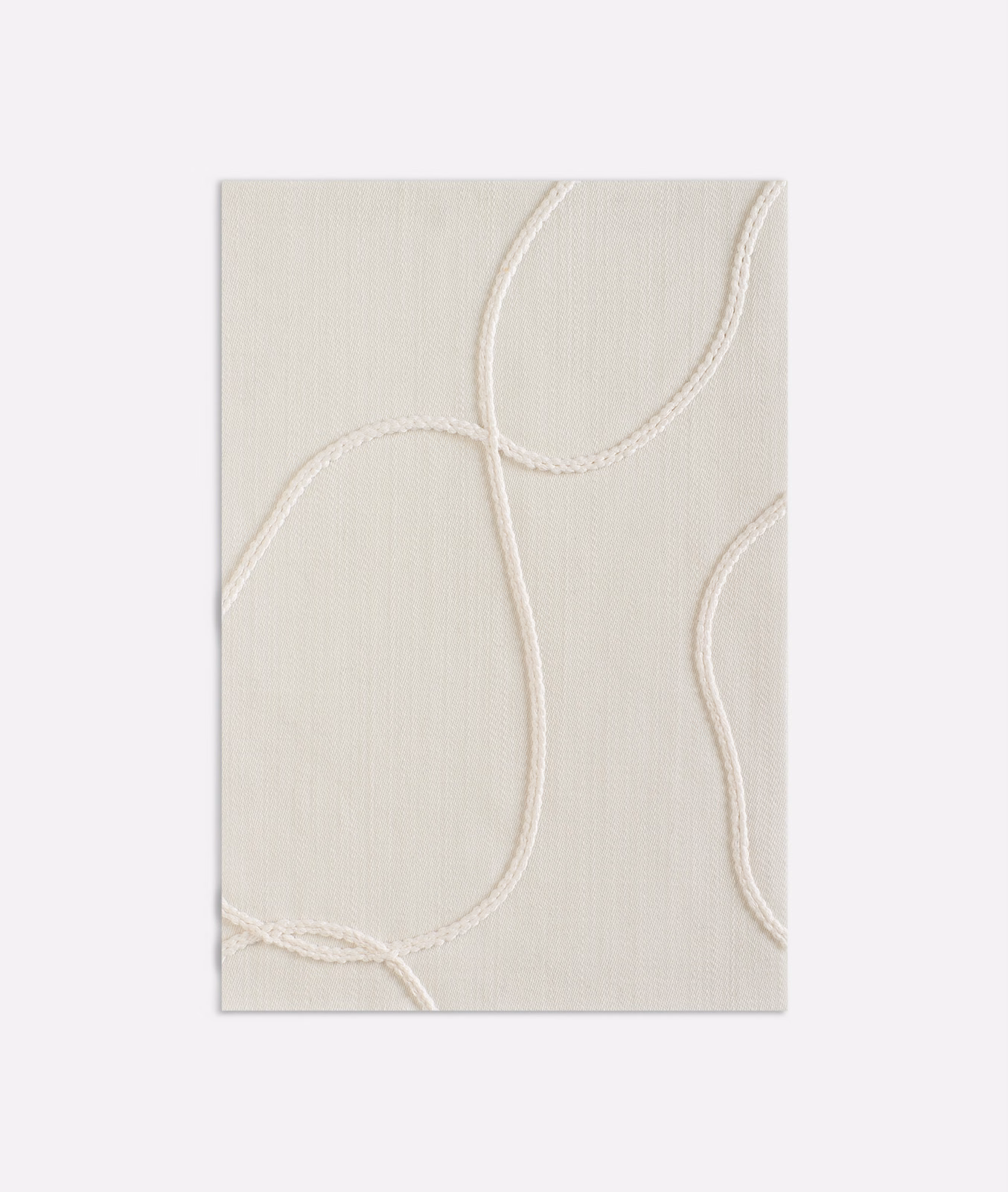 Ivory woven upholstery fabric with raised looping cord lines and fine vertical texture