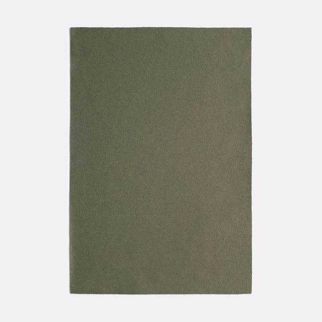 Muted military olive upholstery swatch with a fine, softly mottled woven texture