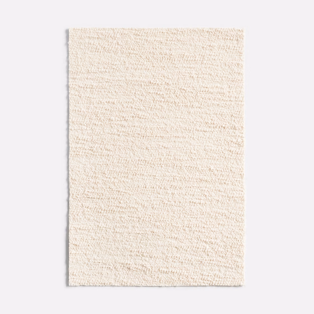 Warm ivory woven upholstery swatch with fine irregular horizontal texture