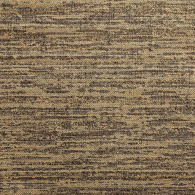 Warm taupe textile with broken horizontal bands and charcoal-brown flecks
