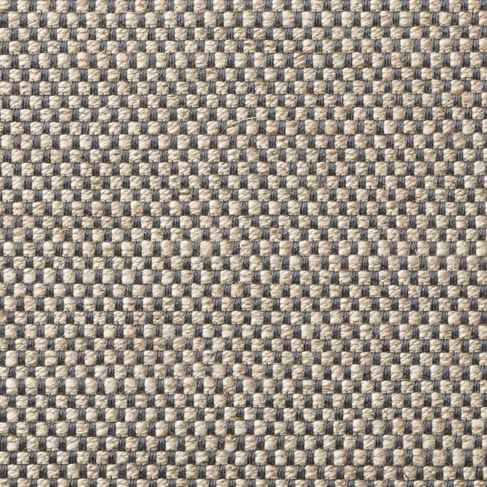 Close-up of ivory, taupe and charcoal small-check upholstery weave with raised texture