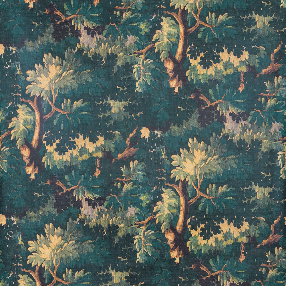 Dark teal woodland weave with sage leaves, olive foliage and terracotta branches
