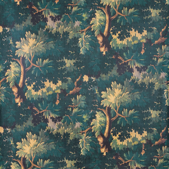 Dark teal woodland weave with sage leaves, olive foliage and terracotta branches